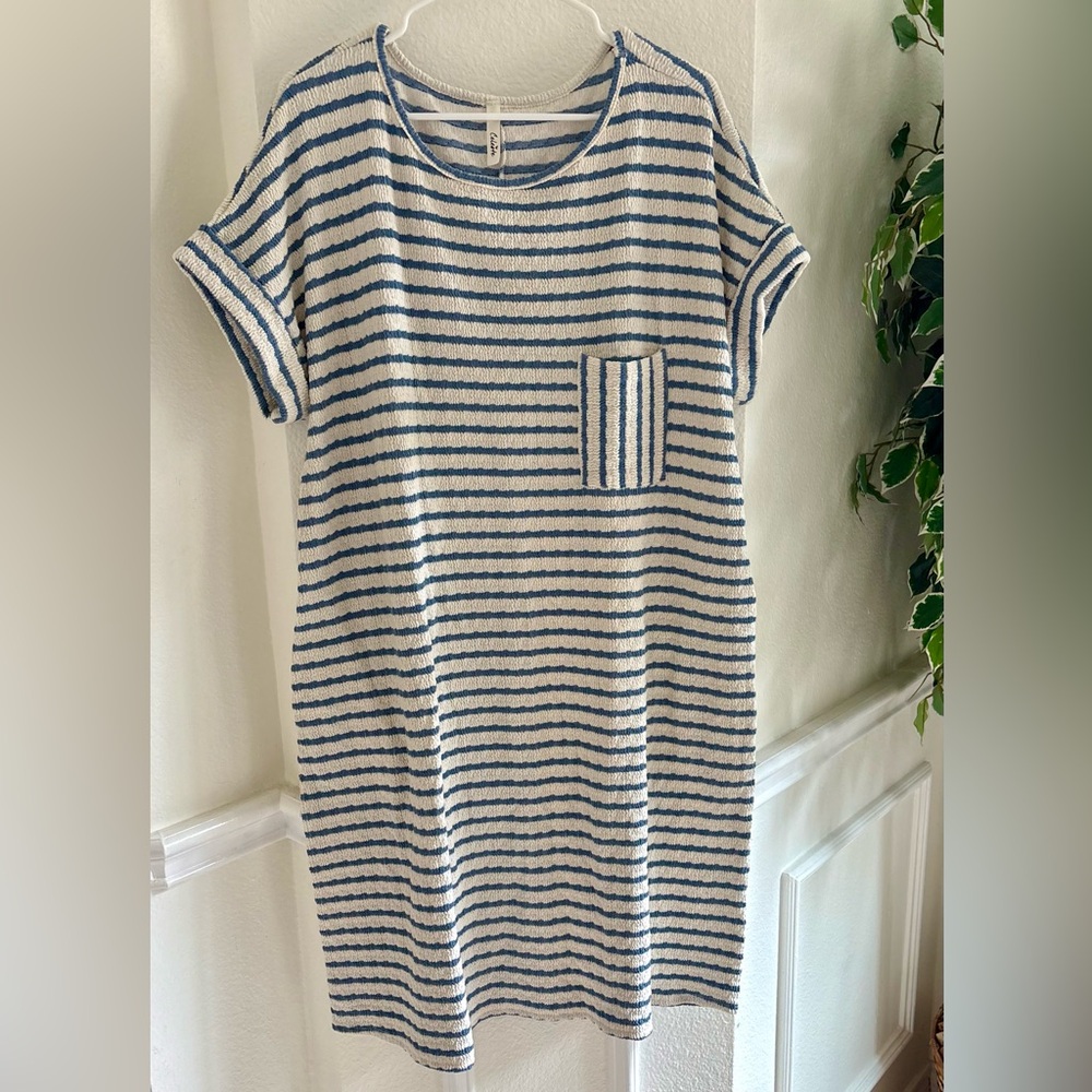 Celeste Blue and White Striped Dress